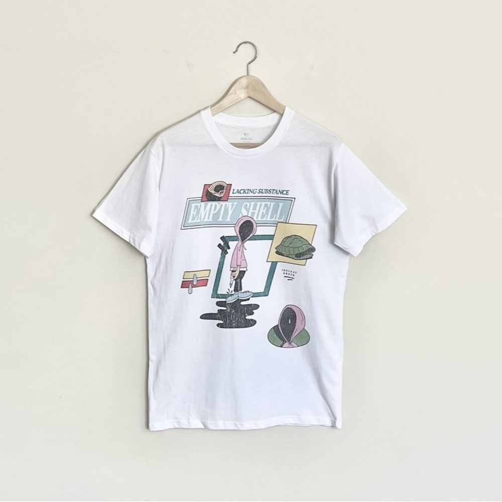 NEW Takeout Order LA Empty Shell Cartoon Graphic White T Shirt Adult size Medium